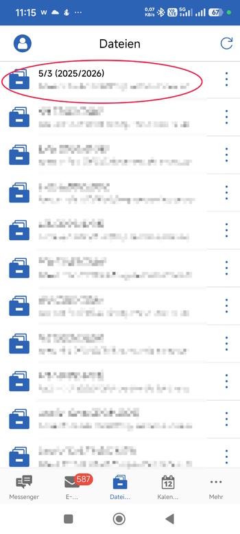 Screenshot Lernsax App Dateiablage